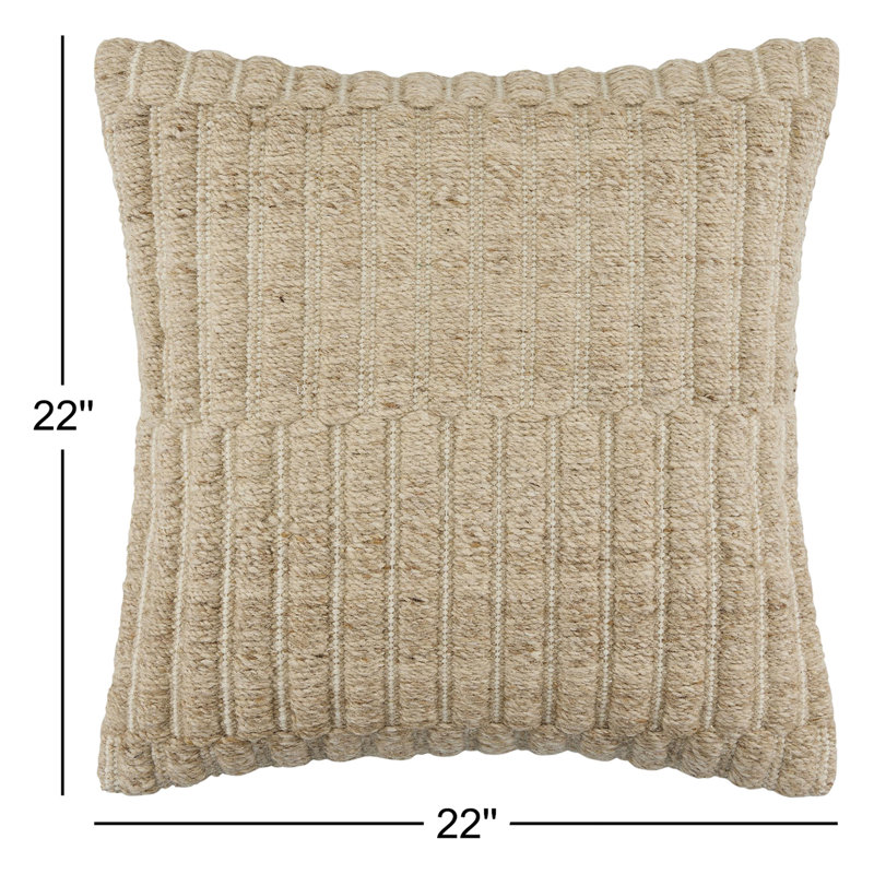 Monacizzo Accent Pillow, Polyester, Tan, Square 22"