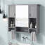 Armoire de rangement murale moderne 35 po x 28 po, armoire de salle de bain murale avec miroir, armoire à pharmacie avec barre à serviettes