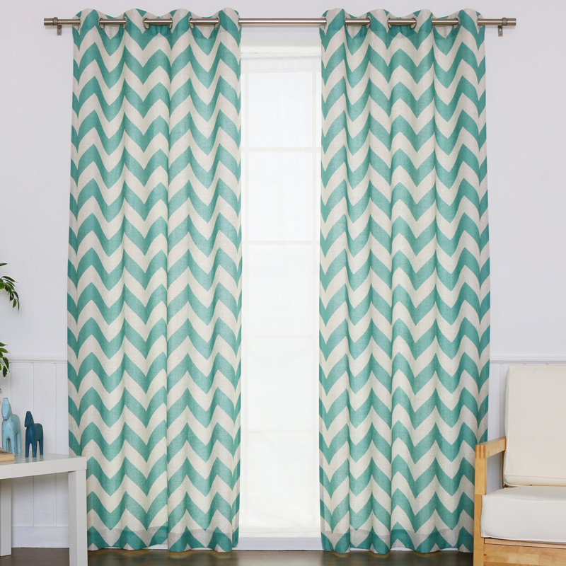 Paire de rideaux semi-transparents avec œillets Atouch, bleu