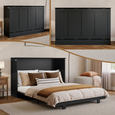 Lit escamotable Winthrop en bois avec matelas de 10 cm