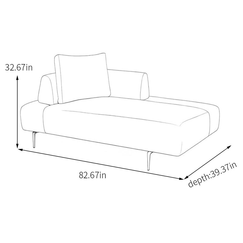 Chaise longue en tissu de coton et lin respirant, Orienté à gauche (vu de face)