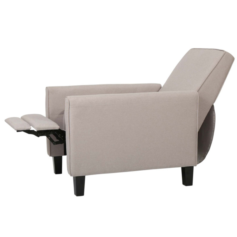 Linen Manual Push Back Recliner Chair, Cream