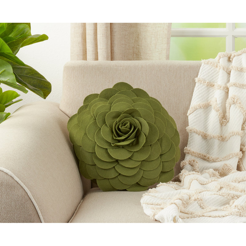 Felt Collection Appliqued Throw Pillow, Kiwi, 13" H x 13" W