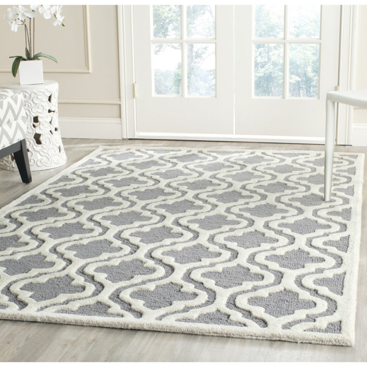 Tapis argent / ivoire en laine Cannen