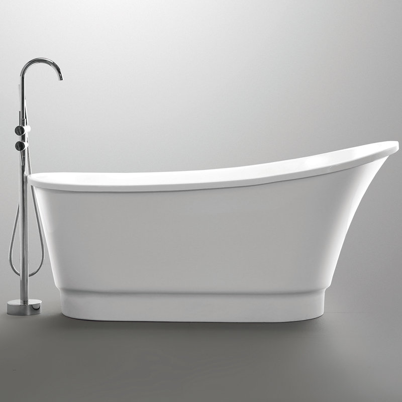 Prima 67'' Glossy White Acrylic Freestanding Soaking Bathtub