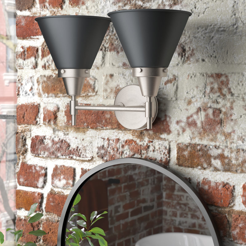 Gayle 2 - Light Dimmable Vanity Light, 4 Watt Vintage LED Bulb, Matte Black, Satin Nickel