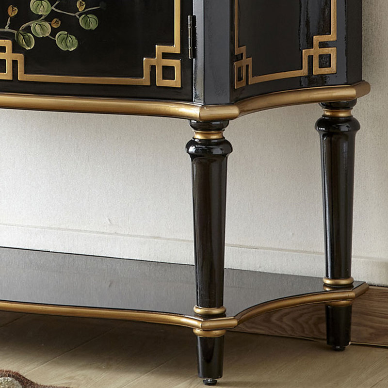 Black Solid + Manufactured Wood Free form Console Table