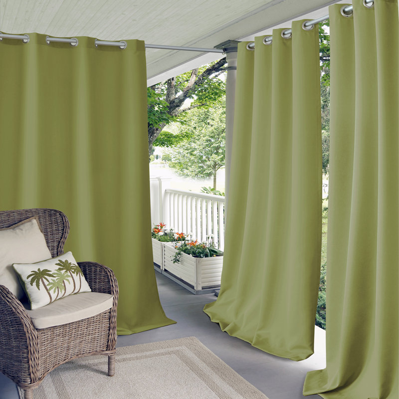 Kenefic Room Darkening Indoor Outdoor Curtain Panel, 52" W x 84" L, Lime