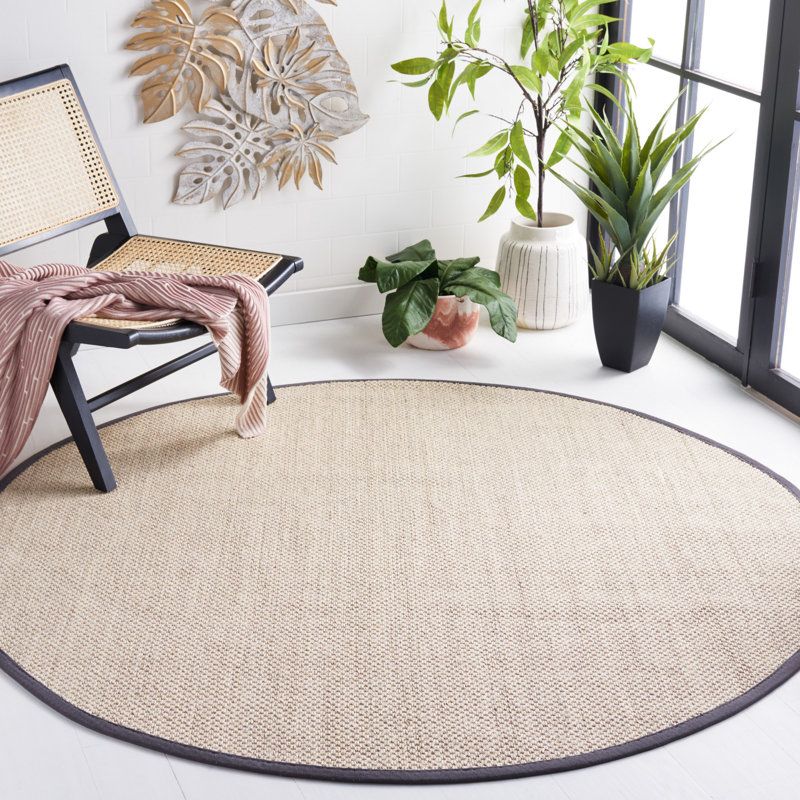 Tapis marbre sisal / gris foncé, Rond 4 pi