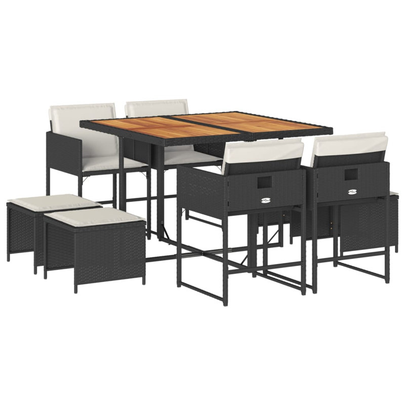Ensemble repas avec coussins Hokku Designs, Blanc / noir, 8