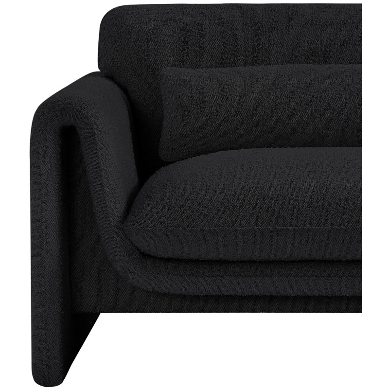 Holsombach 42 inches W  Boucle Fabric Chair, Black Boucle Fabric