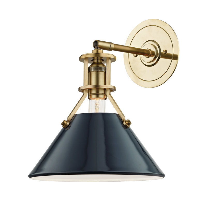 Painted No.2 Wall Sconce by Mark D. Sikes, Aged Brass, Darkest Blue