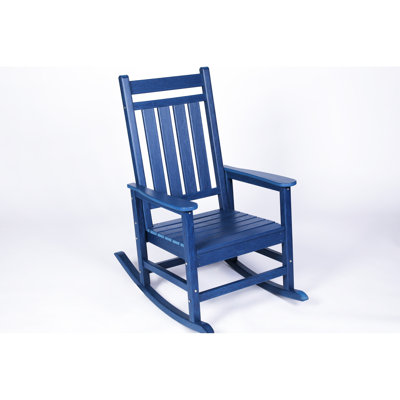 Navy Blue Outdoor Furniture - Rocking Chair With Ergonomic And 380-Pound Weight Capacity Oversized Contoured Seat High Density