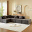 Malaquas L-Shaped Corduroy Sectional Sofa with Ottoman & Pillows-114734575