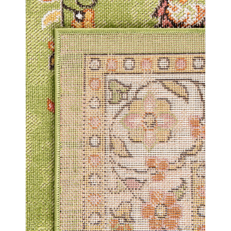 Oriental Green Area Rug, Square 7'10"