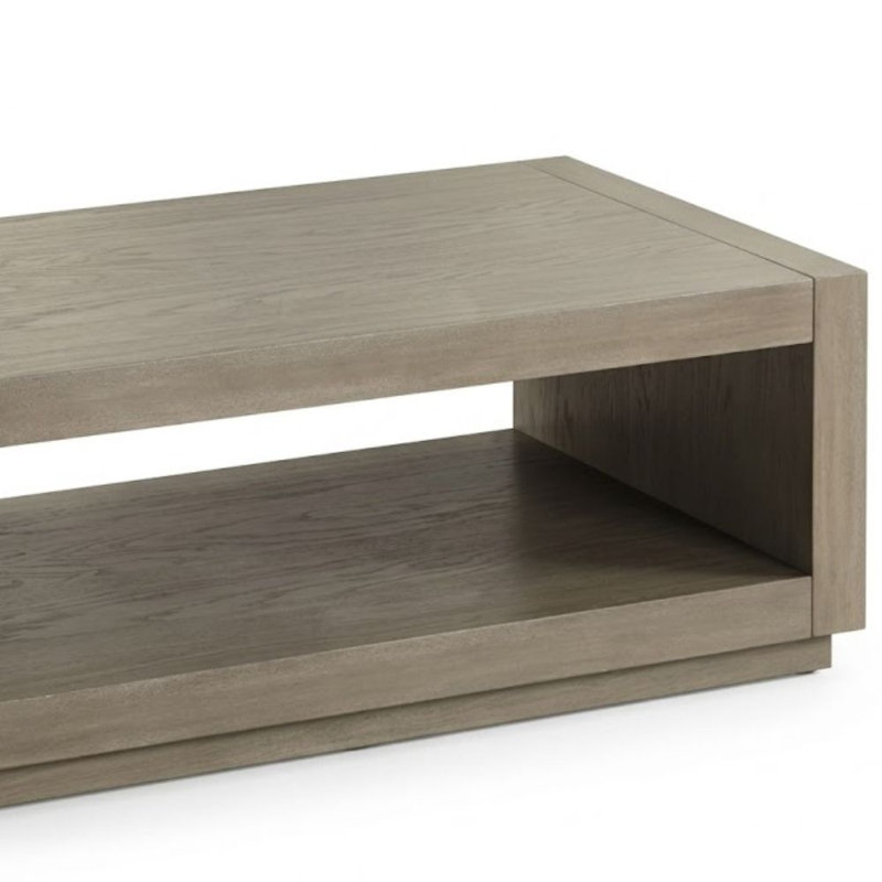 Kirston Table basse rectangulaire en bois naturel avec tablette ouverte