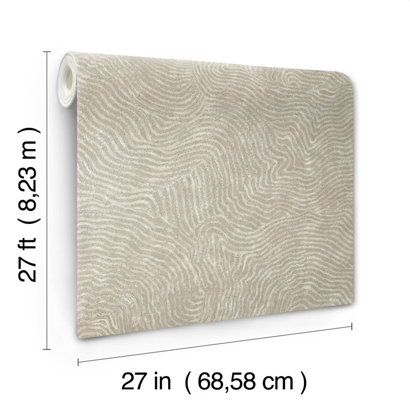 27' L x 27" W Wallpaper Roll, Taupe