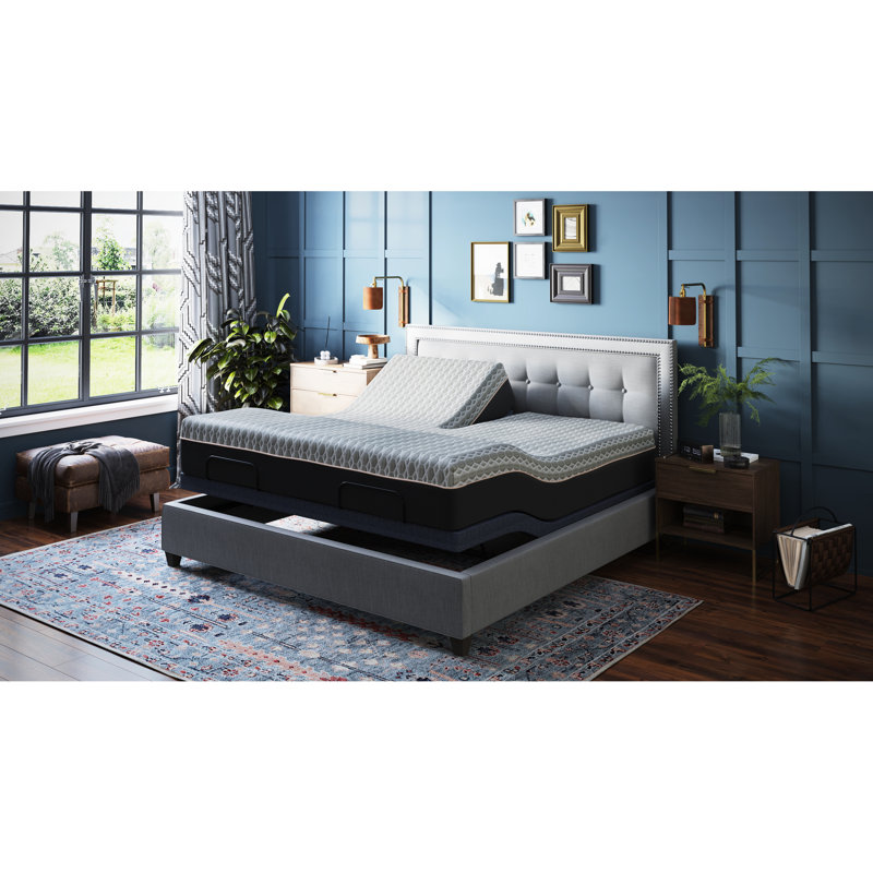 Base de lit réglable pour grand lit Bt3000 - Ajustement de la tête et des pieds, télécommande sans fil avec positions programmables, chargeurs, 3 positions préréglées Tv / Zero Gravity / Lounge, massage puissant, lumières DEL,