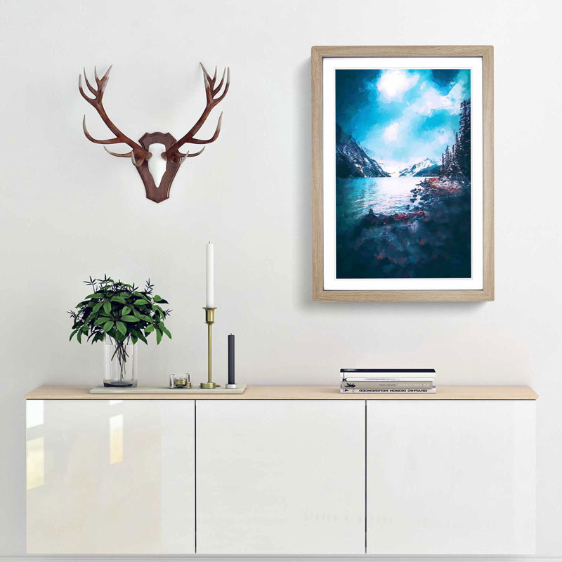 Chephren Lake in Canada in Abstract - Framed Print, 36cm H x 27cm W x 2cm D, Oak Framed