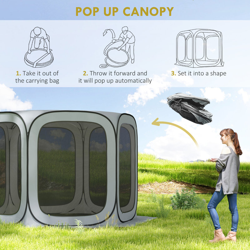 Tente écran 11 pi Popup, pavillon de camping UPF50 + avec sac de transport