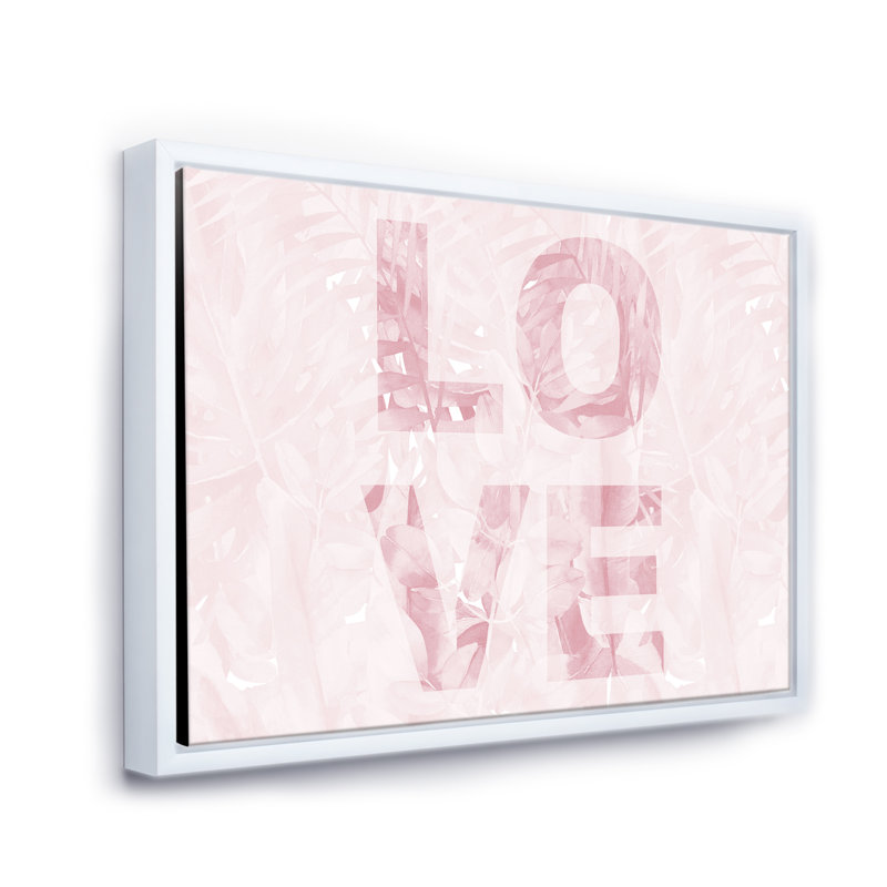 «Pink Pastel Love», reproduction sur toile flottante, H 12 po x l 20 po x p 1 po, Cadre blanc