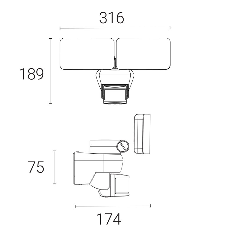  Motion Sensor Floodlight (Black) 3700lm IP54 Rated Compact LED Integrated 46W Flood Light