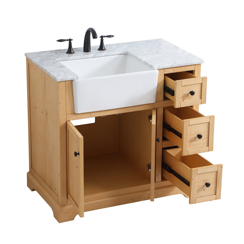 Meuble-lavabo simple 36 po Pardue, Bois naturel