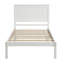 Structure de lit plateforme avec tête de lit, support à lattes de bois, aucun sommier requis, simple, blanc-662203376-662203377