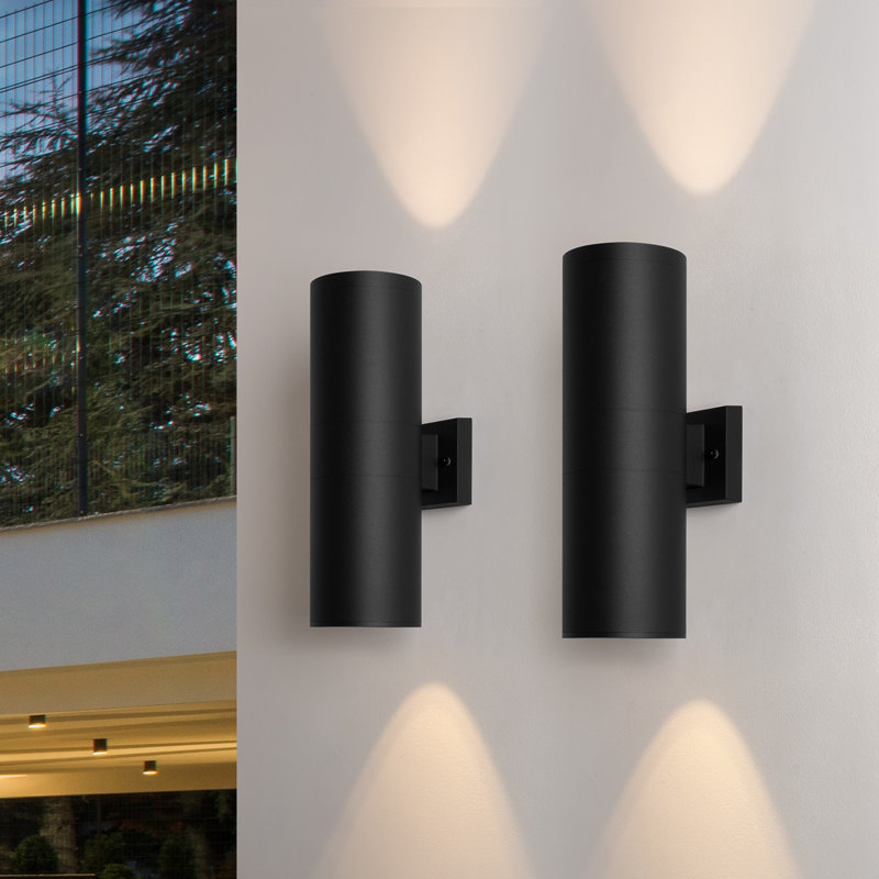 Raley 2- Bulb Outdoor Wall Lantern, Matte Black, 18" H x 5.91" W x 8.46" D