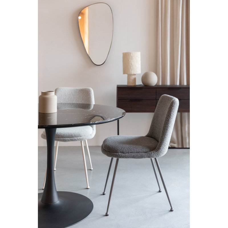 Fijs Upholstered Dining Chair, Light Gray, Off White