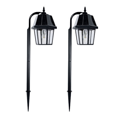 Shepherd Hook Black Outdoor Garden Solar Warm White LED Pathway Landscape Light