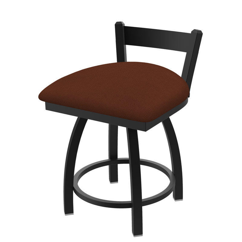 Tabouret de coiffeuse à dossier bas 18 po Catalina, Vinyle et rênes Adobe, Étain