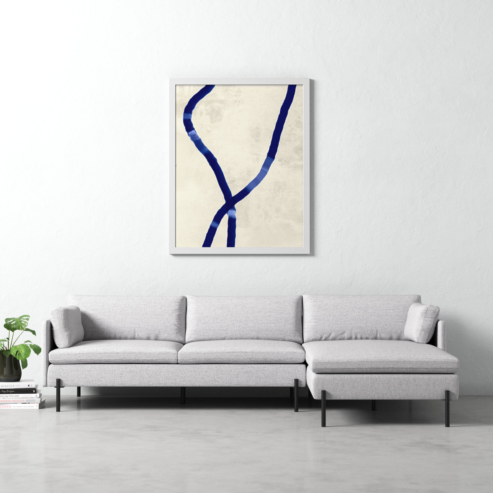 Blue Rope 1 by Jacques Pilon, White Framed, 50" H x 40" W x 1.25" D