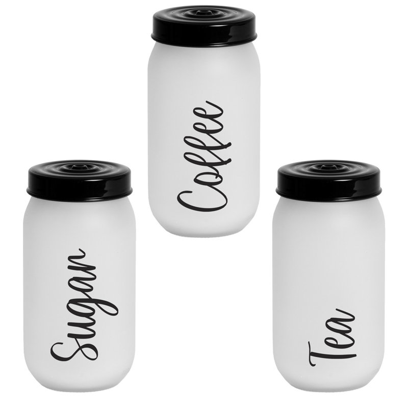 Ensemble de bocaux en verre 3 pièces Elegant, 8 x 8 x 7,5 pouces | 100% verre avec couvercles en plastique | Idéal pour le rangement dans la cuisine, l'organisation du garde-manger et la décoration intérieure | Conception résistante au lave-vaisselle et au micro-ondes
