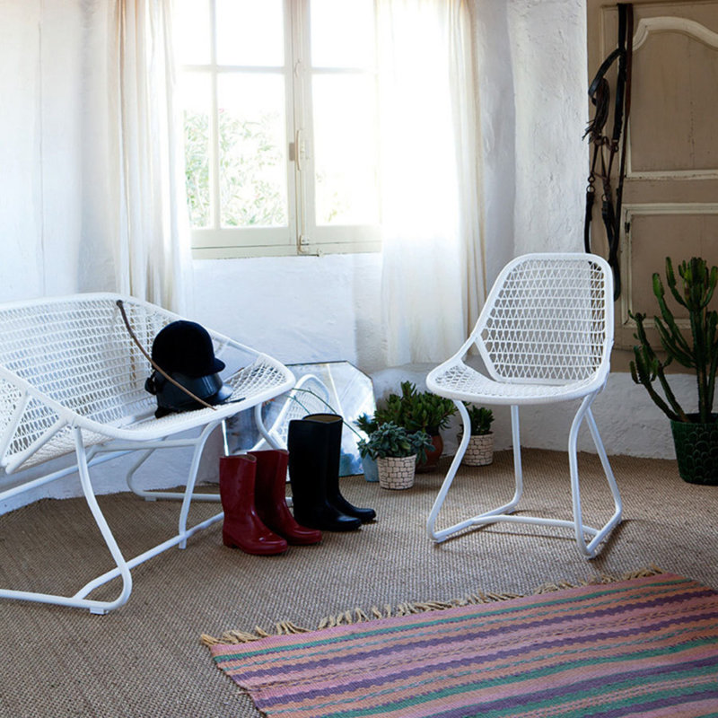 Sixties Outdoor Bench, White