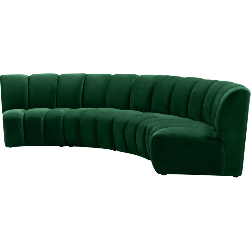 Canapé modulaire en velours Infinity, Velours vert, 4 pièces