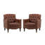 Fauteuil en cuir véritable capitonné Annja-80015536