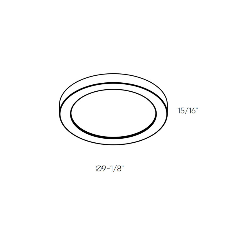 Plafonnier encastré Radiance, Nickel satiné, H 0,95 po x l 9 po x P 9 po