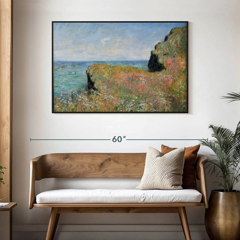 Bord de la falaise Pourville, 46 po x 31 po, Cadre flottant noir