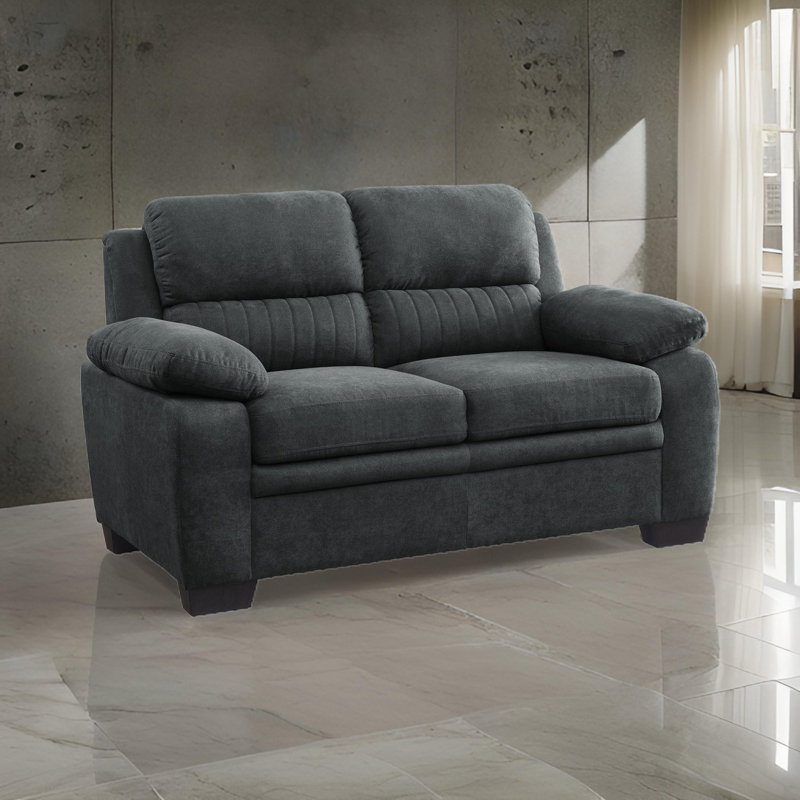 Safa 58'' Pillow Top Arms Loveseat, Gray Polyester Blend