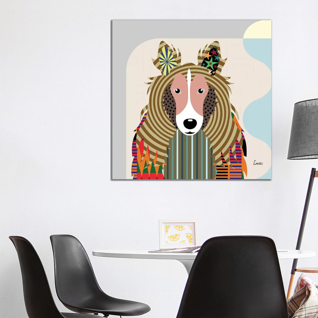 Shetland Sheepdog Sheltie by Lanre Studio - Wrapped Canvas Print