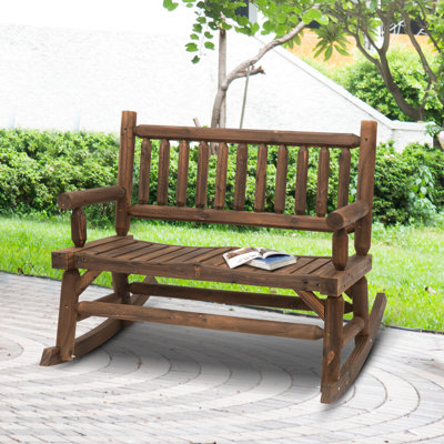 Chaise berçante en bois de noyer avec style bûche pour deux - et confortable patio, cour, jardin 2 à partir de patio et siège arrière