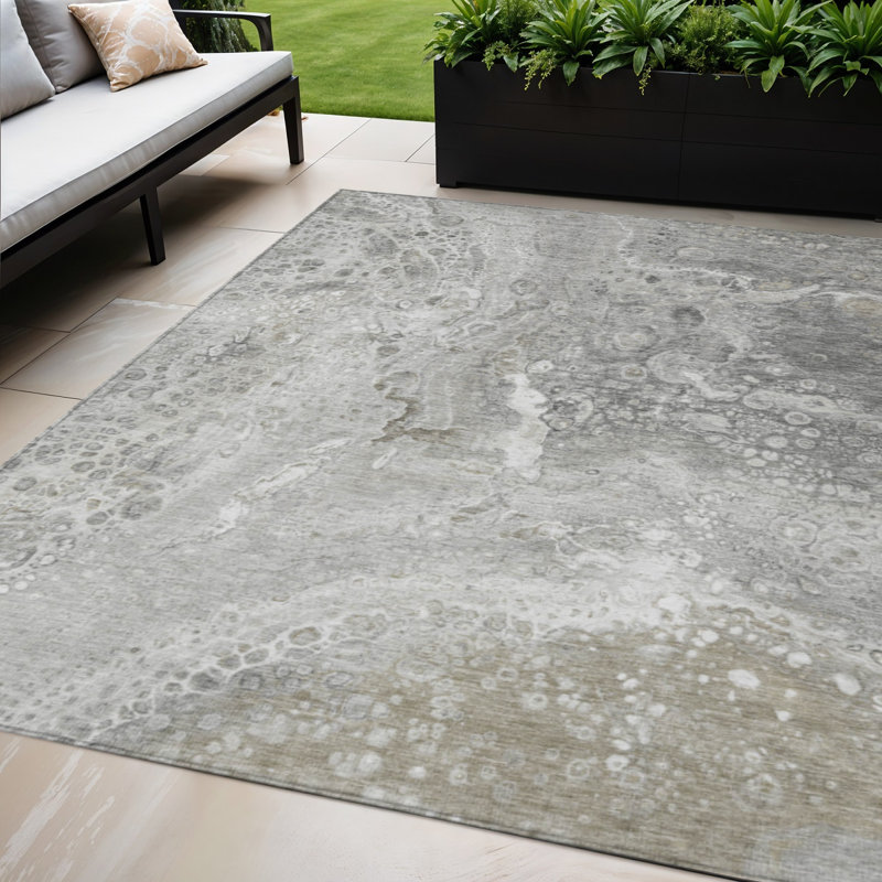 Tapis intérieur gris lavable abstrait 5 pi x 8 pi