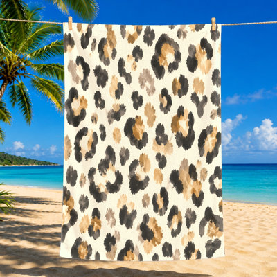 1 serviette de plage à imprimé léopard sauvage, conception artistique artistique, polyvalente pour la piscine et les voyages