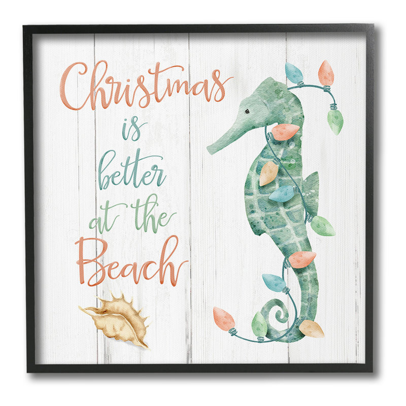 «Christmas Better At Beach», estampe numérique encadrée par Deane Beesley, Giclée encadrée noir minuit, H 24 po x l 24 po