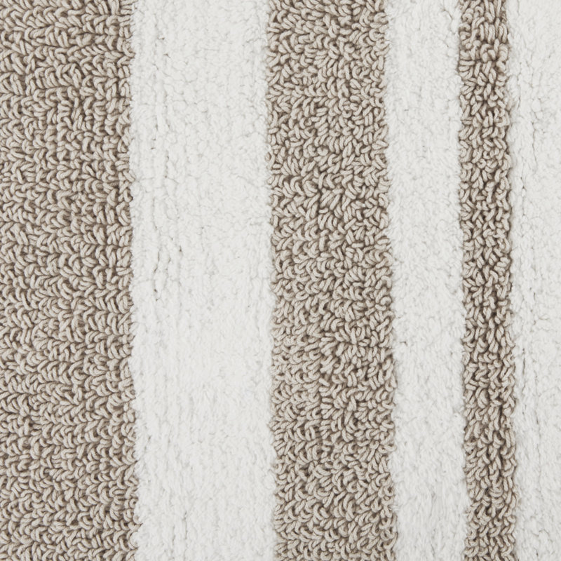 Taupe and White Cotton Reversible Bath Rug