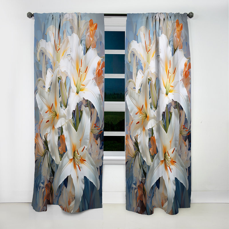 Wakeham - Rideau occultant floral lys - 1 panneau, L 52 po x L 95 po