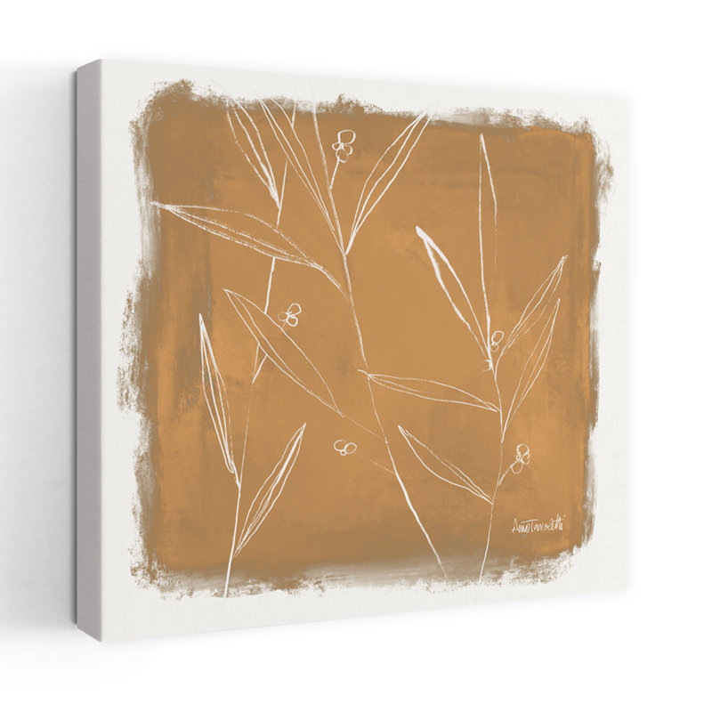 Leaf Lines I, art abstrait contemporain, H 18 po x l 18 po