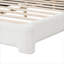 Grand cadre de lit tapissier pour chambre à coucher, design minimaliste blanc bouclé sans sommier tapissier requis