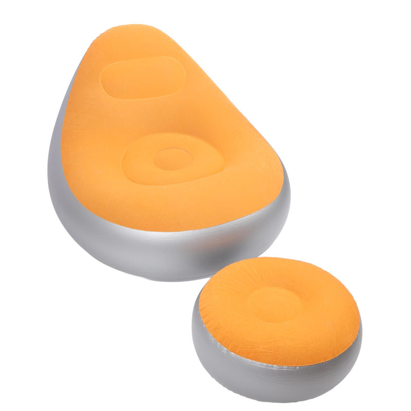 Upholstered Chaise Lounge, Orange/Grey